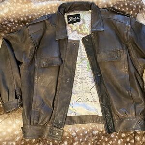 Learsi Leather Jacket with Map Lining